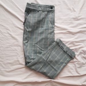 Plaid Cropped Trousers, Grey Plaid
